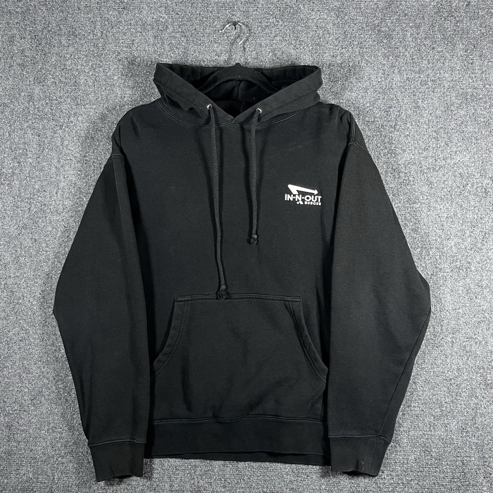 In-N-Out Burger Pullover Hoodie Embroidered Sweatshirt Faded Black Size Small